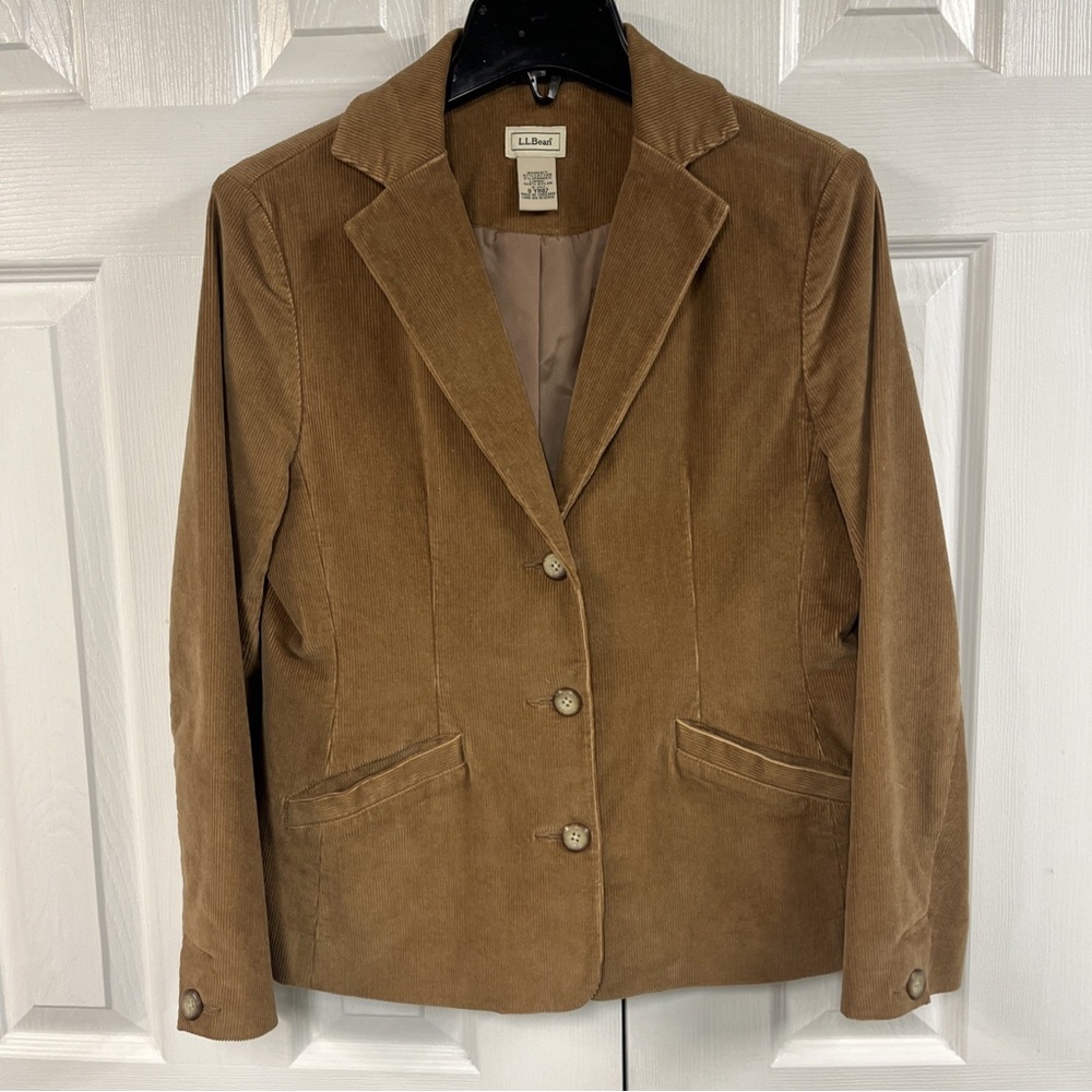L.L. Bean Women's Tan Corduroy Blazer 4-PET